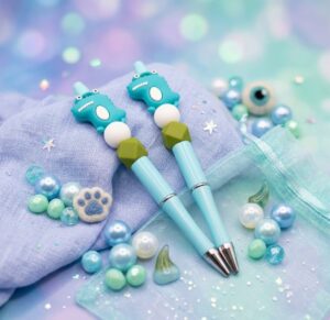 Blue Dino Beadable Pen