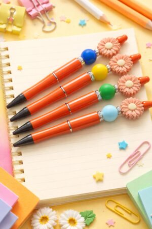 Peach Daisy Beadable Pen